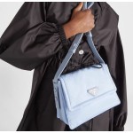 PRADA Re-Nylon brand letter logo messenger bag, single-shoulder bag, crossbody handbag, men\'s blue style